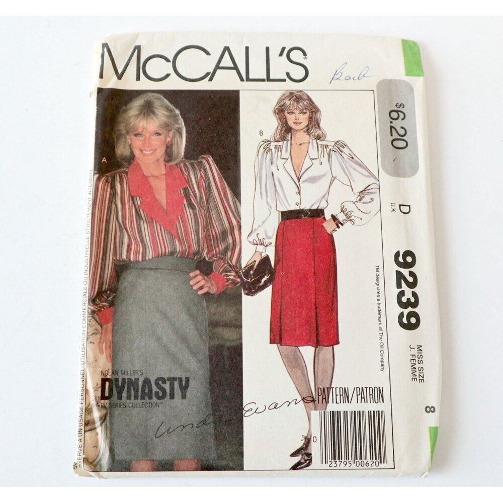 McCall's 9239 Sewing Pattern Misses' Dynasty Misses Blouse Belt and Skirt Uncut